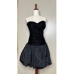 Vintage 80s Gunne Sax ILGWU Strapless Polka Dot Bubble Dress XS USA